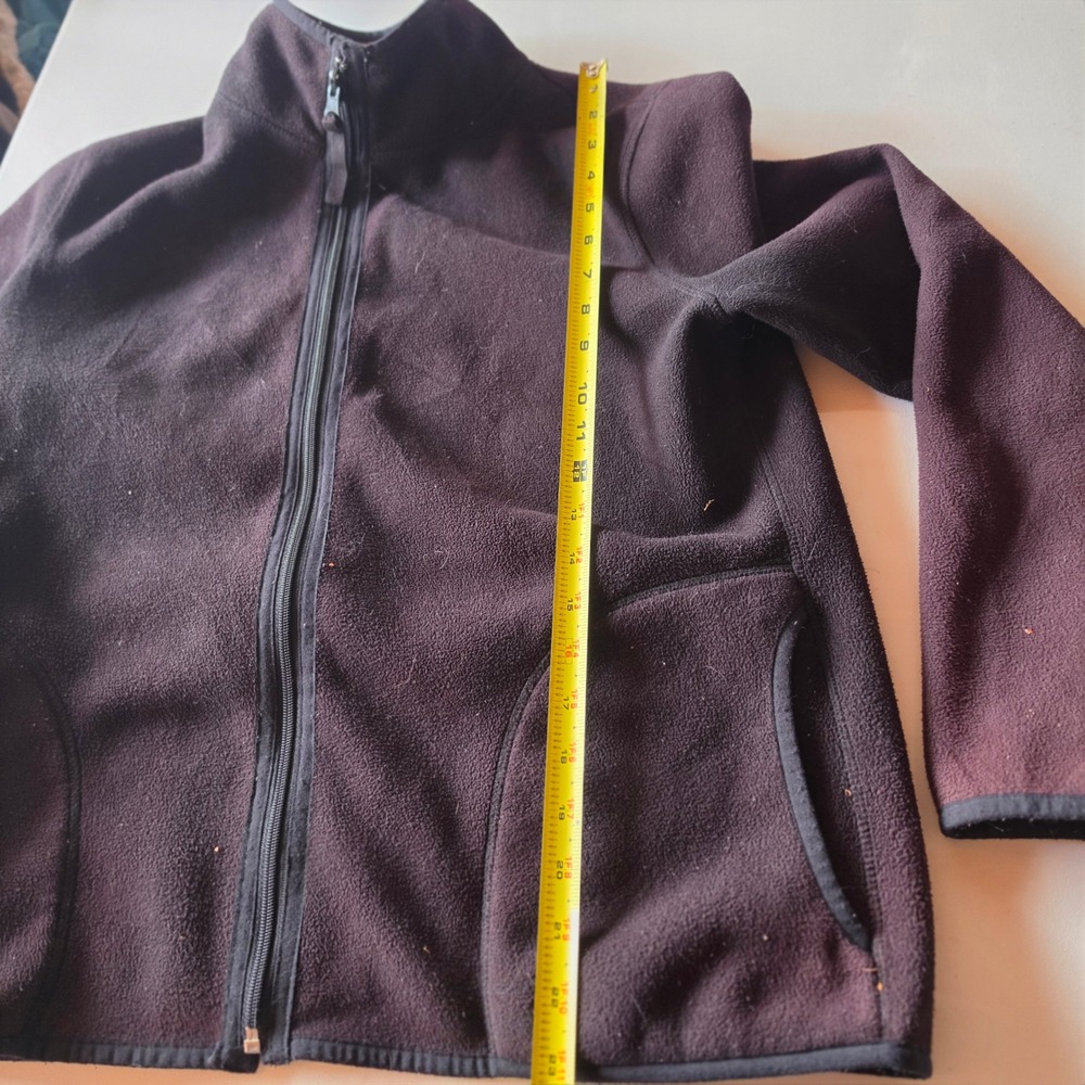 Reversible Fleece Jacket Mens Full Zip Plaid Brown Red Mock Neck Size S - Picture 3 of 7